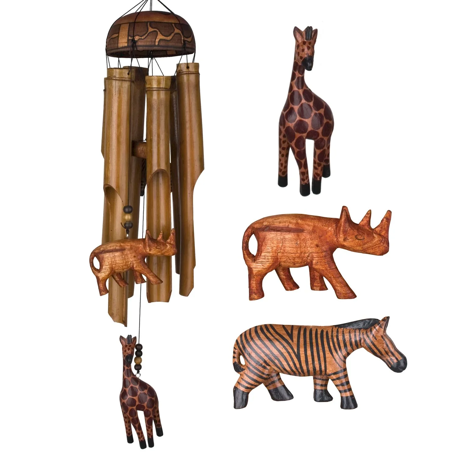 African Trio Bamboo Wind Chime by Woodstock Chimes - Image 3