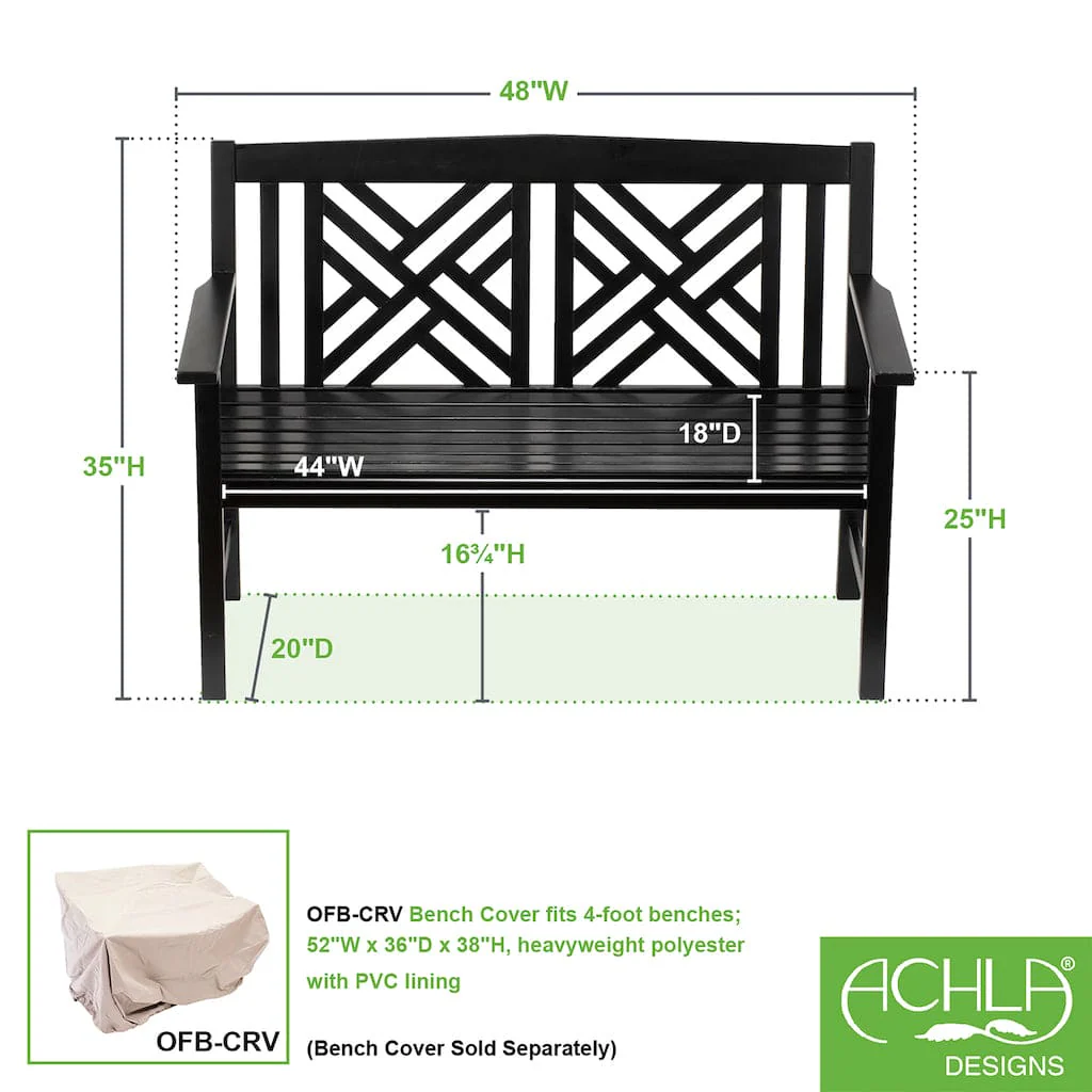 Black Fretwork Bench by Achla Designs - Image 3