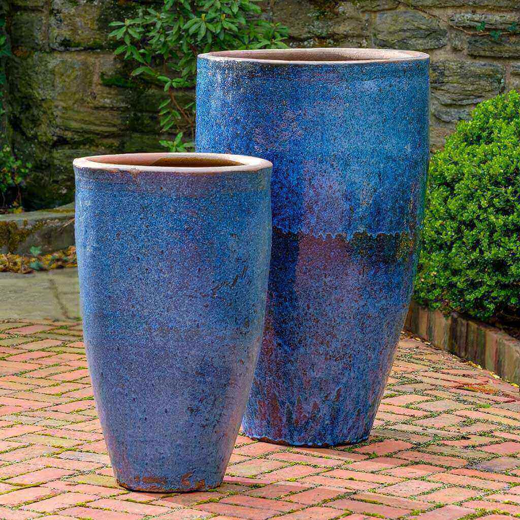 Campania International Banyan Planter in Rustic Blue set of 2