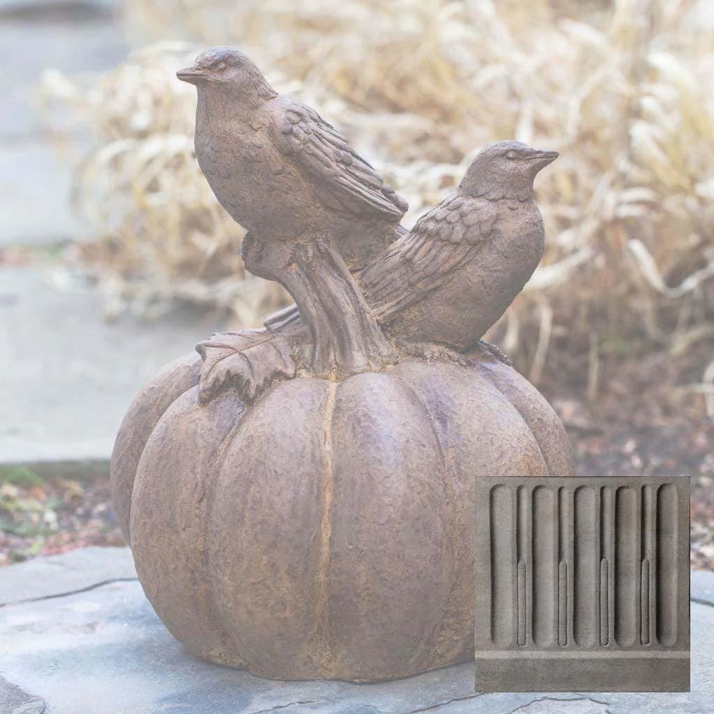 Campania International Birds on Pumpkin Statue - Image 15