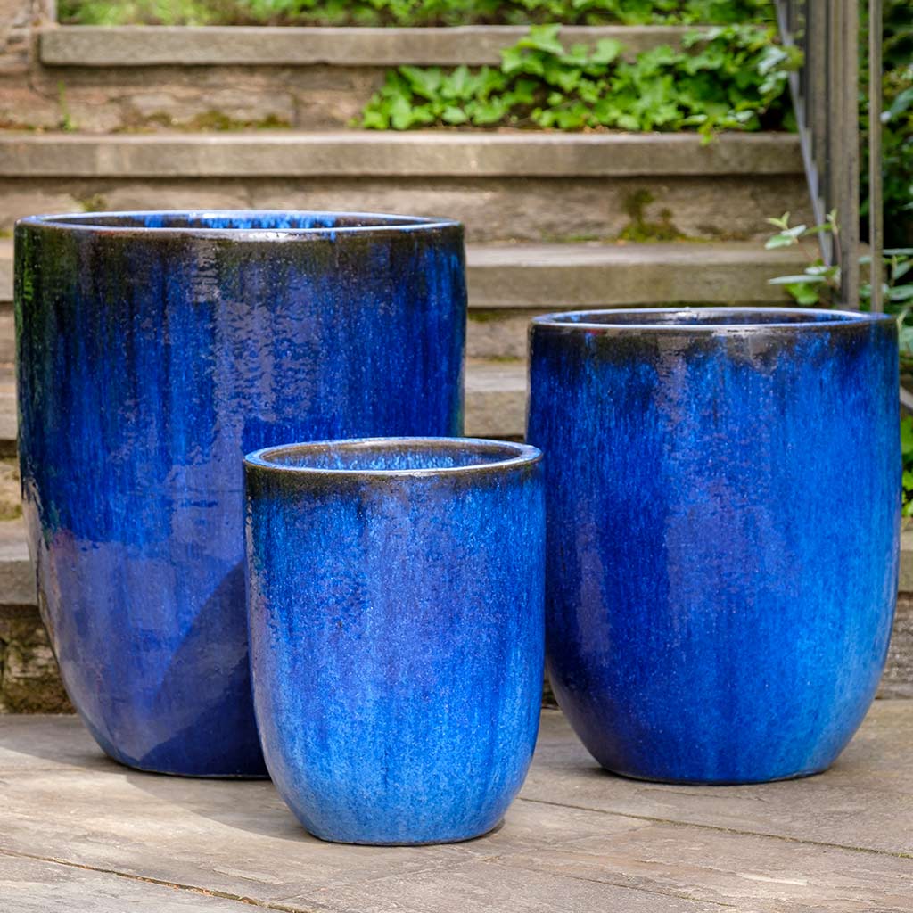Campania International Brantome Planter in Riviera Blue set of 3