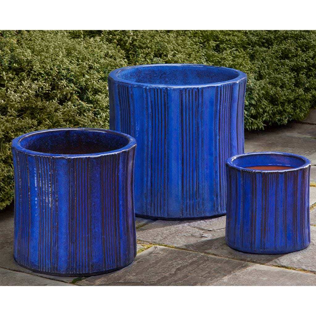 Campania International Brush Pot in Riviera Blue set of 3