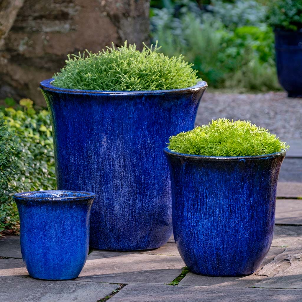 Campania International Campana Planter in Riviera Blue set of 3