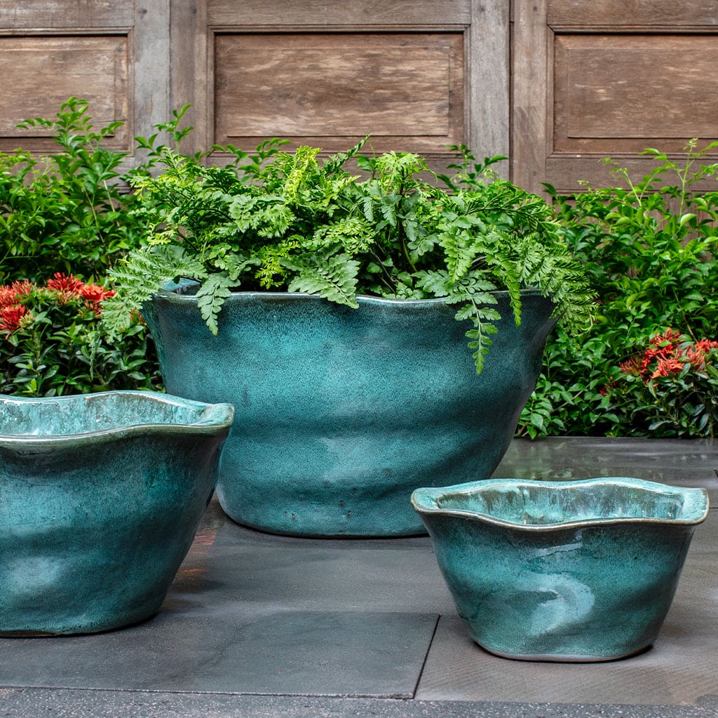 Campania International Foxglove Low Planter in Antique Jade Set