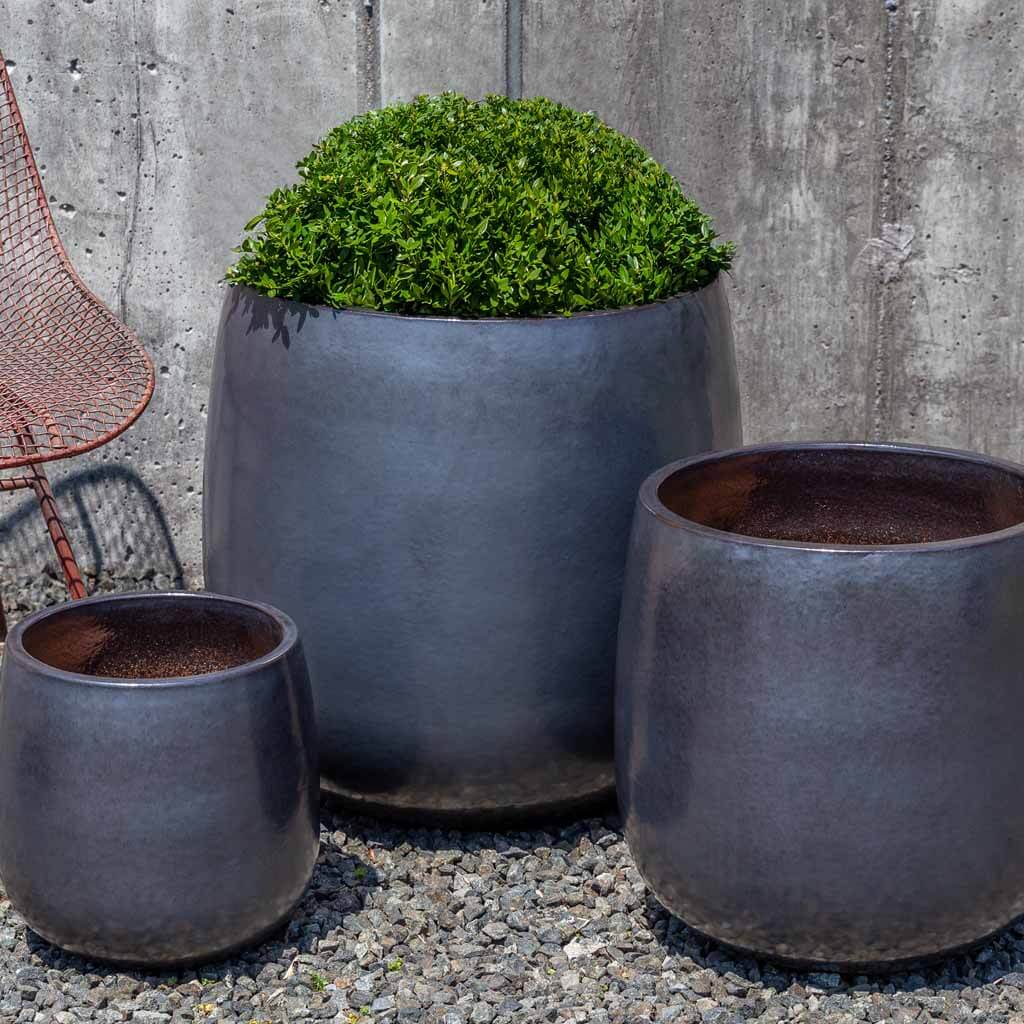 Campania International Potrero Planter in Metal Grey set of 3