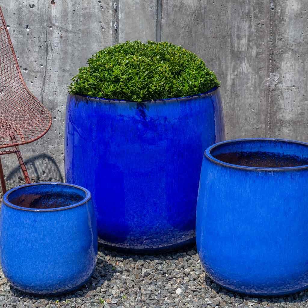 Campania International Potrero Planter in Riviera Blue set of 3