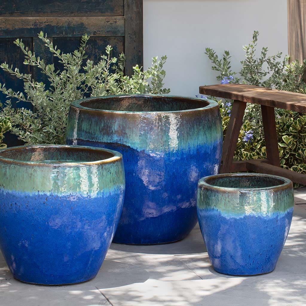 Campania International Riviere Planter in Running Aqua set of 3