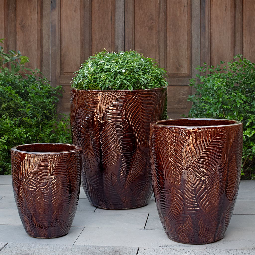 Campania International Tropicale Tall Planter in Cognac Set