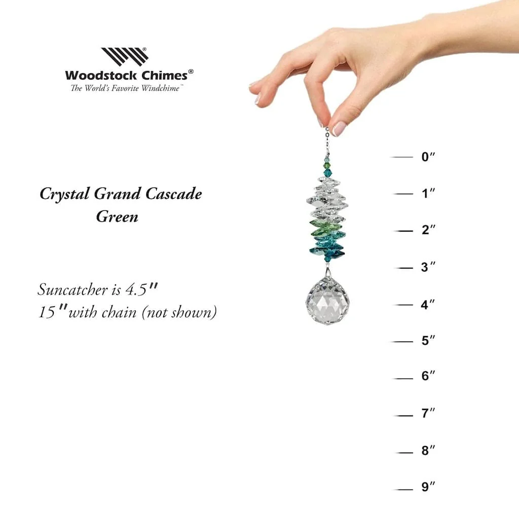 Crystal Grand Cascade Wind Chimes in Green by Woodstock Chimes - Image 4