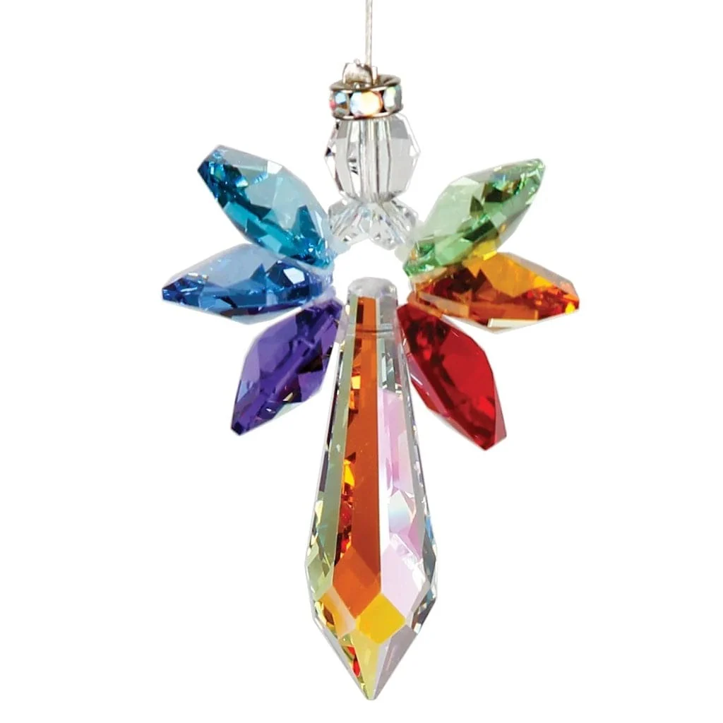 Crystal Guardian Angel in Large Wind Chimes with Chakra by Woodstock Chimes - Image 2
