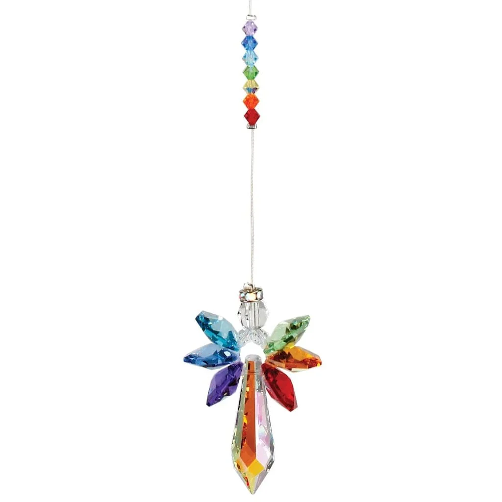 Crystal Guardian Angel in Large Wind Chimes with Chakra by Woodstock Chimes - Image 3