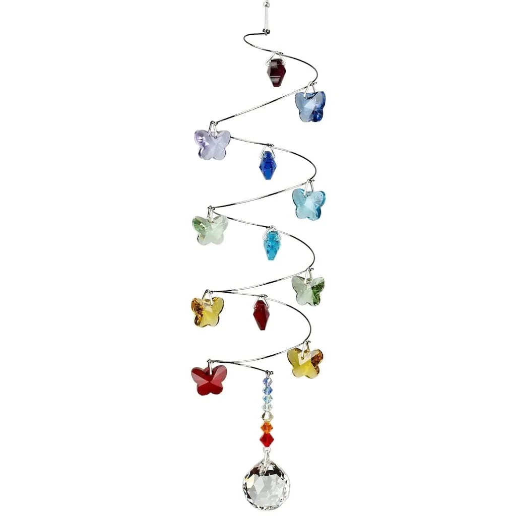 Crystal Spiral in Rainbow Butterflies Wind Chimes with Small Ball by Woodstock Chimes - Image 3