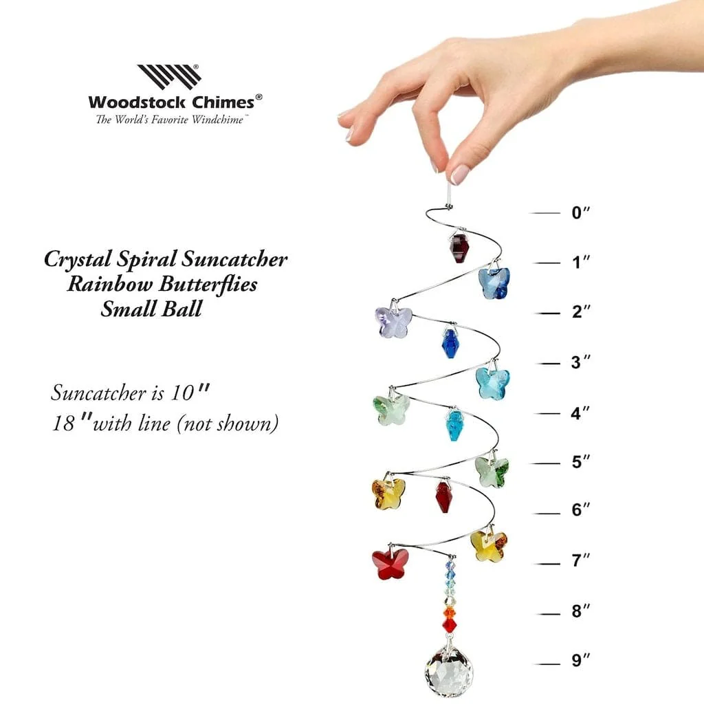 Crystal Spiral in Rainbow Butterflies Wind Chimes with Small Ball by Woodstock Chimes - Image 4