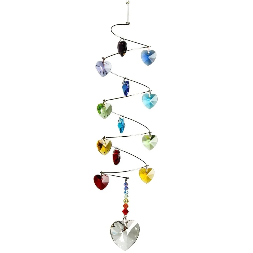 Crystal Spiral Wind Chimes with Rainbow Hearts by Woodstock Chimes - Image 3