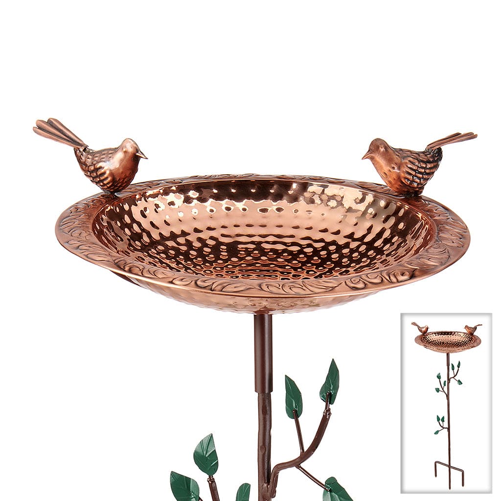 Good Directions 13 inch Pure Copper Bird Bath with Birds on Deco Garden Pole - Image 3