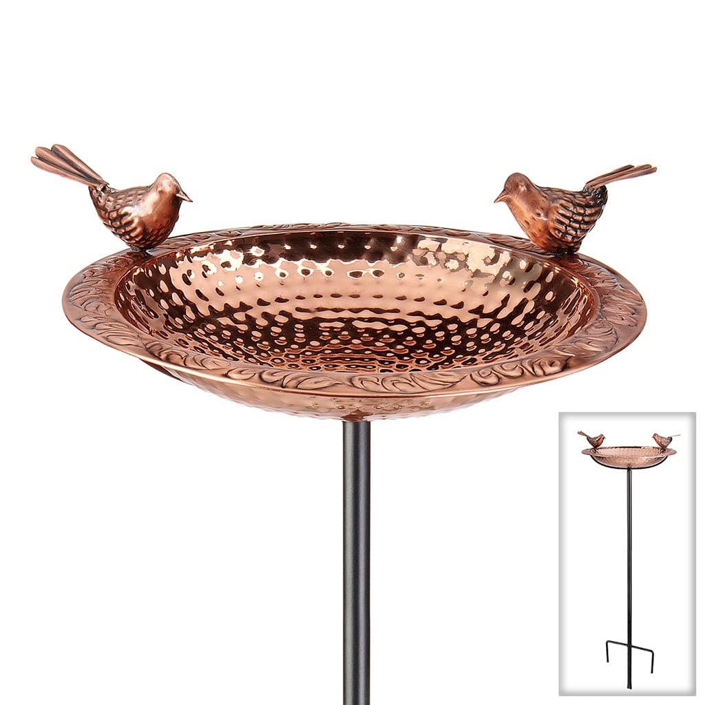 Good Directions 13 inch Pure Copper Bird Bath with Birds on Garden Pole - Image 3