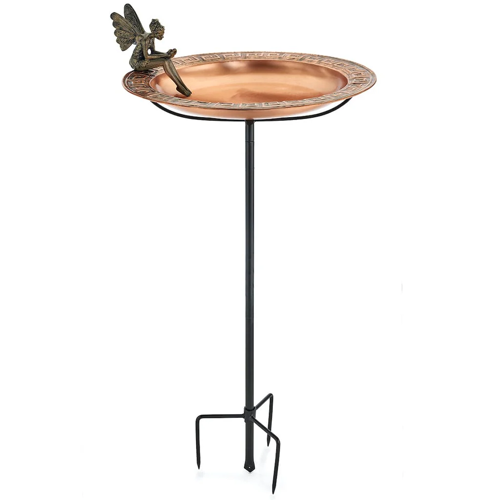 Good Directions 18 inch Greek Copper Bird Bath with Fairy and Garden Pole - Image 3