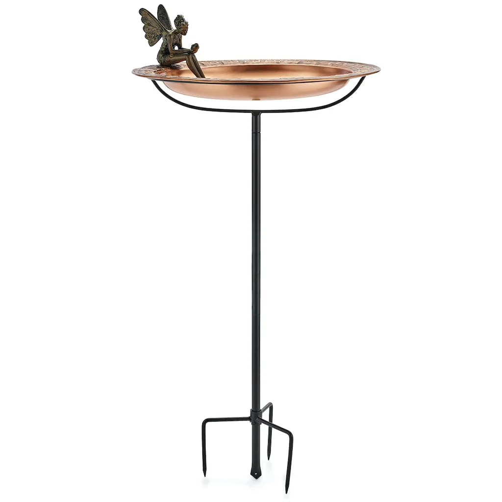 Good Directions 18 inch Greek Copper Bird Bath with Fairy and Garden Pole - Image 5