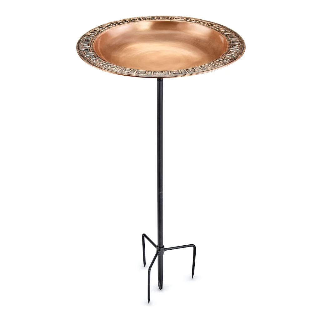 Good Directions 18 inch Greek-Inspired Copper Bird Bath with Garden Pole - Image 3