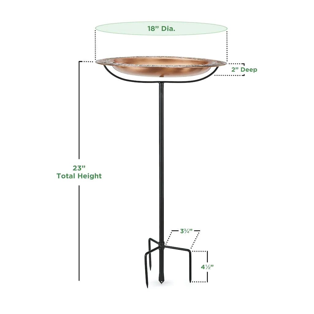 Good Directions 18 inch Greek-Inspired Copper Bird Bath with Garden Pole - Image 4