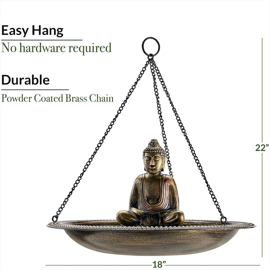 Good Directions 18 inch Hanging Copper Bird Bath with Buddha - Image 6