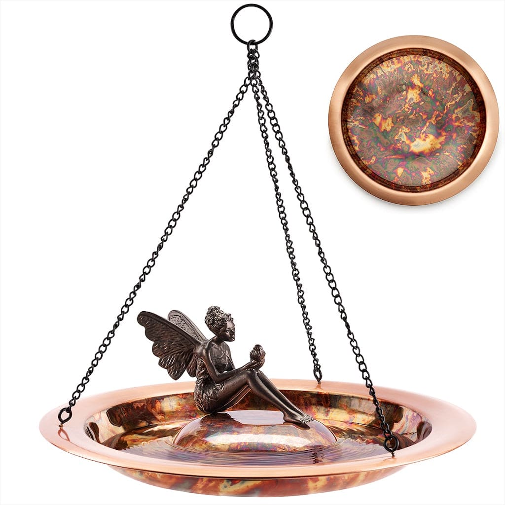 Good Directions 18 inch Hanging Fired Copper Bird Bath with Fairy - Image 2