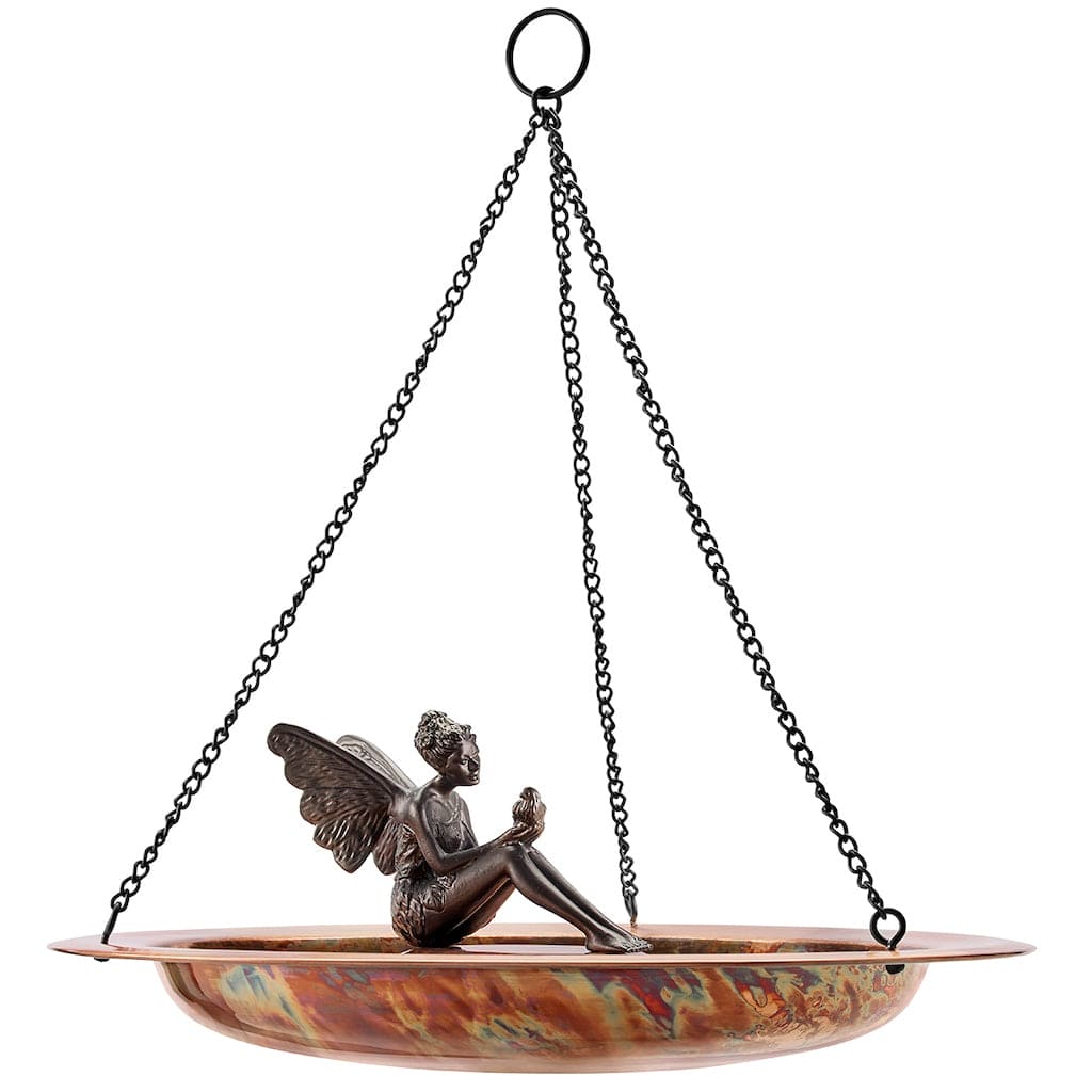 Good Directions 18 inch Hanging Fired Copper Bird Bath with Fairy - Image 3