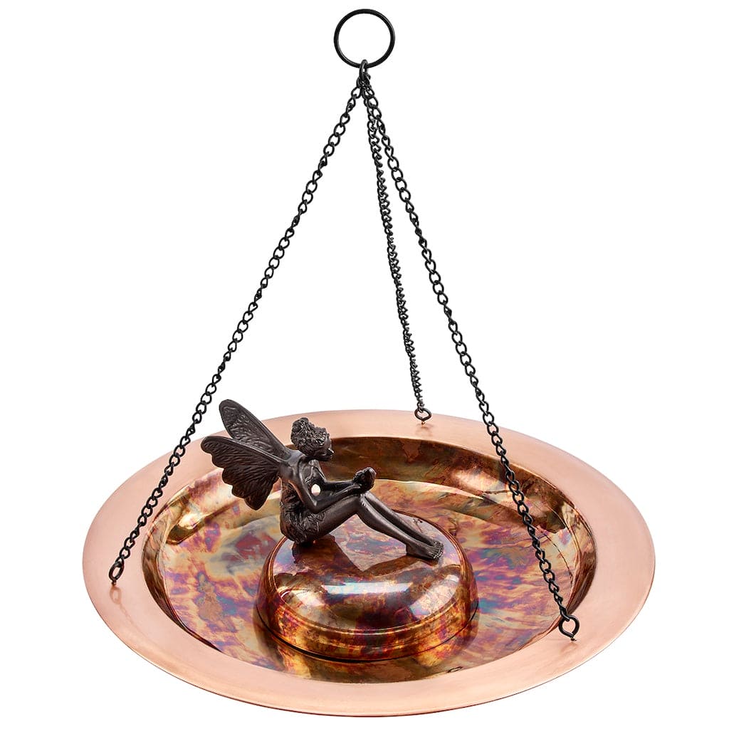Good Directions 18 inch Hanging Fired Copper Bird Bath with Fairy - Image 4