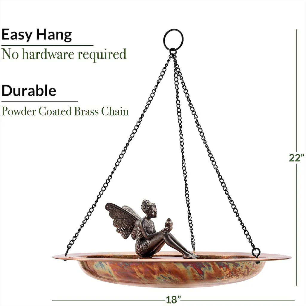 Good Directions 18 inch Hanging Fired Copper Bird Bath with Fairy - Image 6
