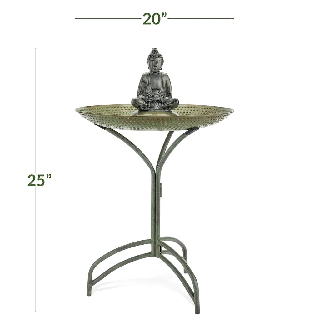 Good Directions 20 inch Blue Verde Copper Bird Bath with Buddha - Image 4