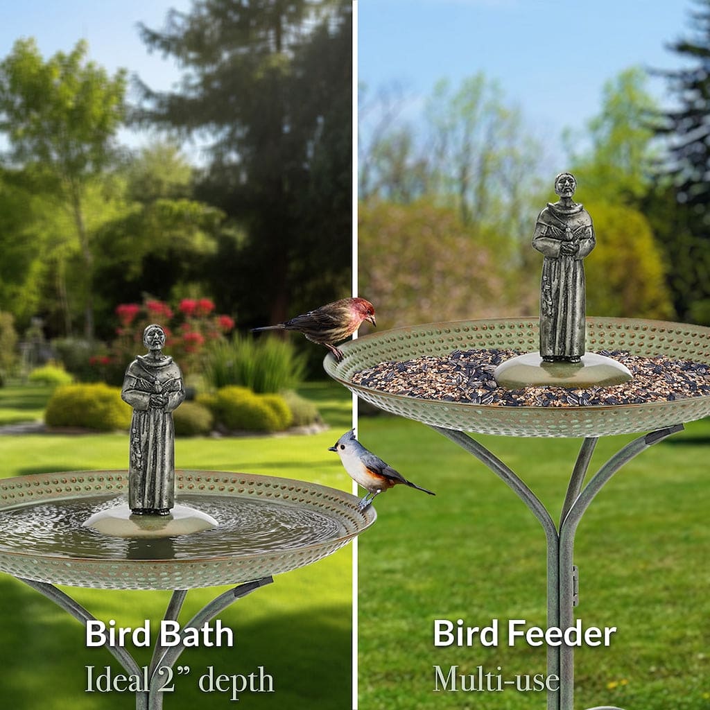 Good Directions 20 inch Blue Verde Copper Bird Bath with St Francis - Image 3