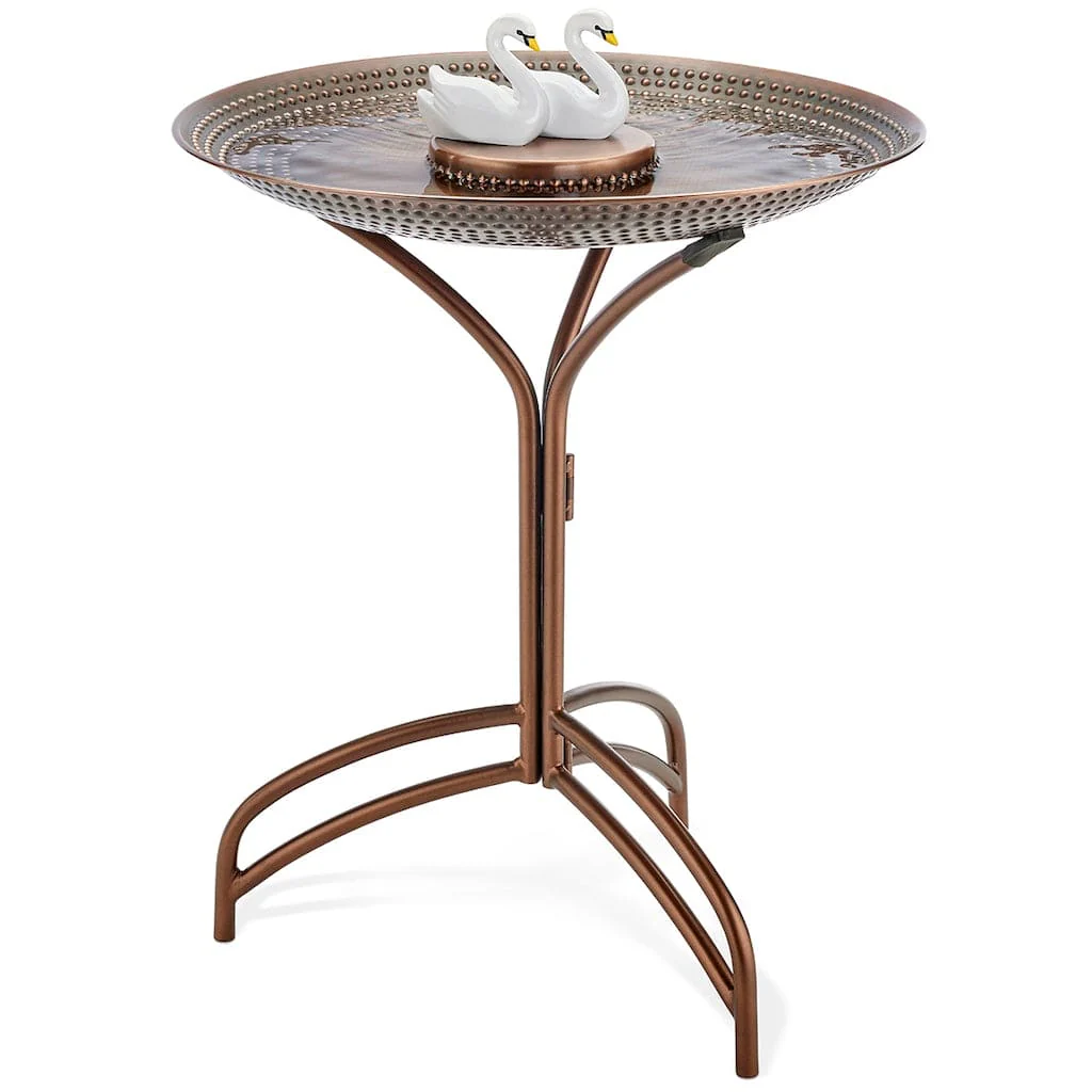 Good Directions 20 inch Bronze Copper Bird Bath with Swans - Image 2