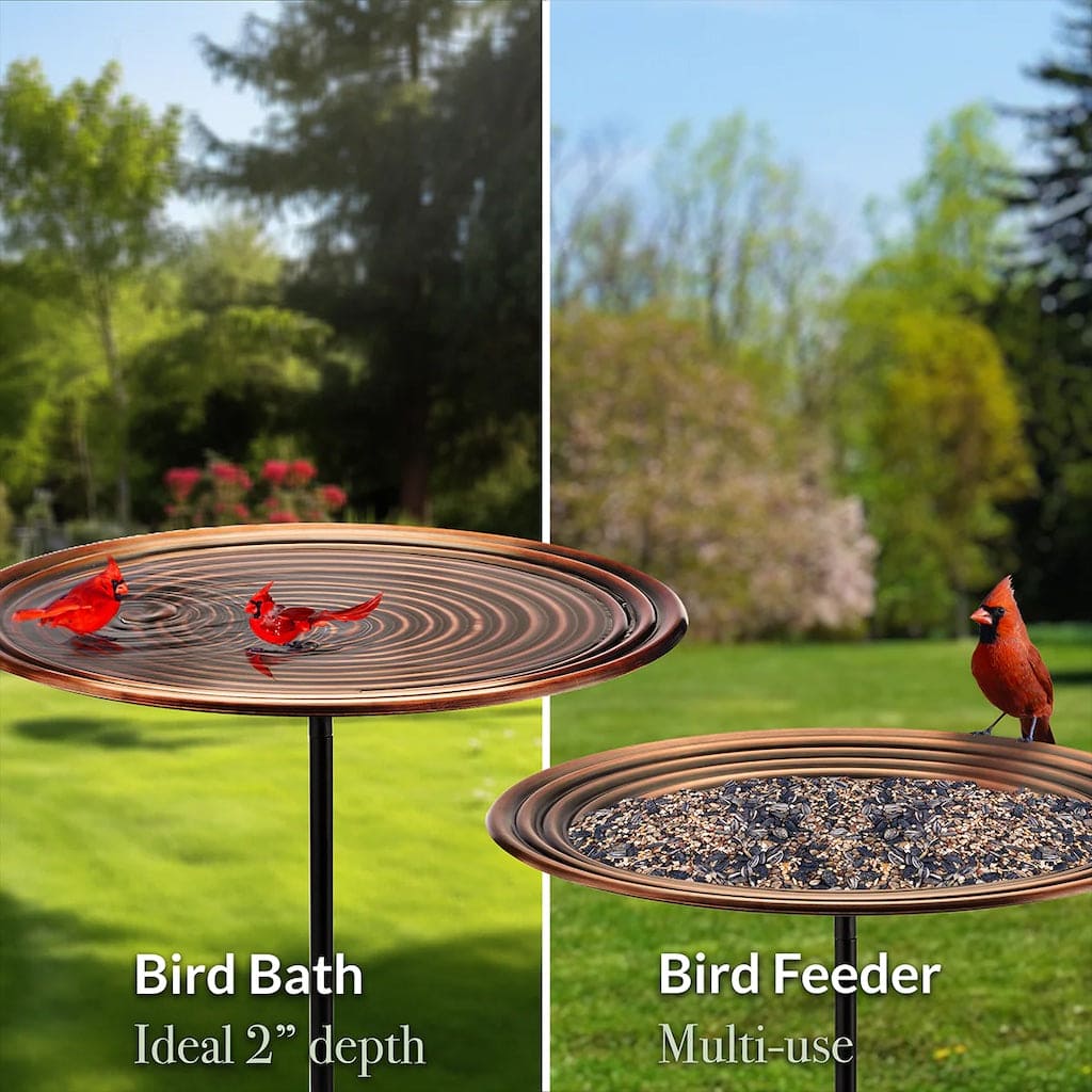 Good Directions 20 inch Bronze Ripples Bird Bath with Garden Pole - Image 2