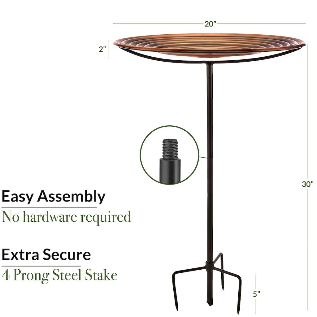 Good Directions 20 inch Bronze Ripples Bird Bath with Garden Pole - Image 4