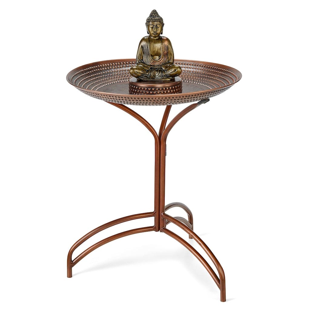 Good Directions 20 inch Copper Bird Bath with Buddha and Stand - Image 6