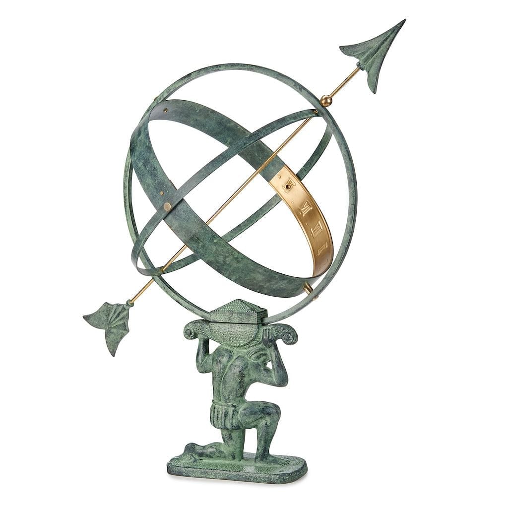 Good Directions 28 inch Verdigris Atlas Armillary Sundial with Brass Accents - Image 4