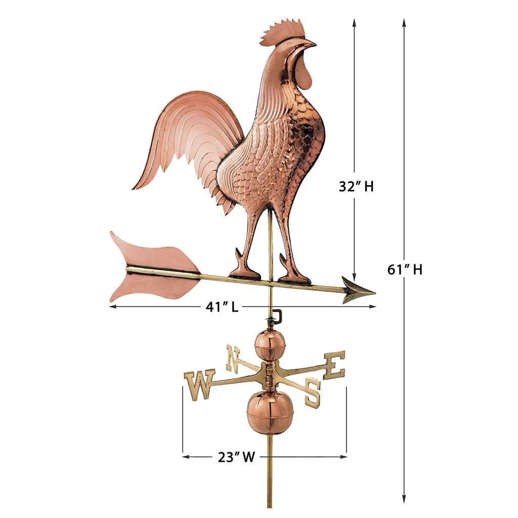 Good Directions Barn Rooster Estate Weathervane in Pure Copper - Image 3