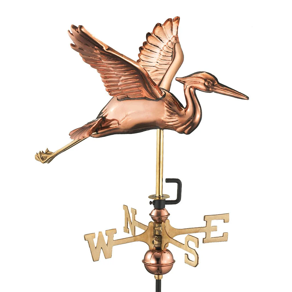 Good Directions Blue Heron Garden Weathervane in Pure Copper with Garden Pole - Image 2