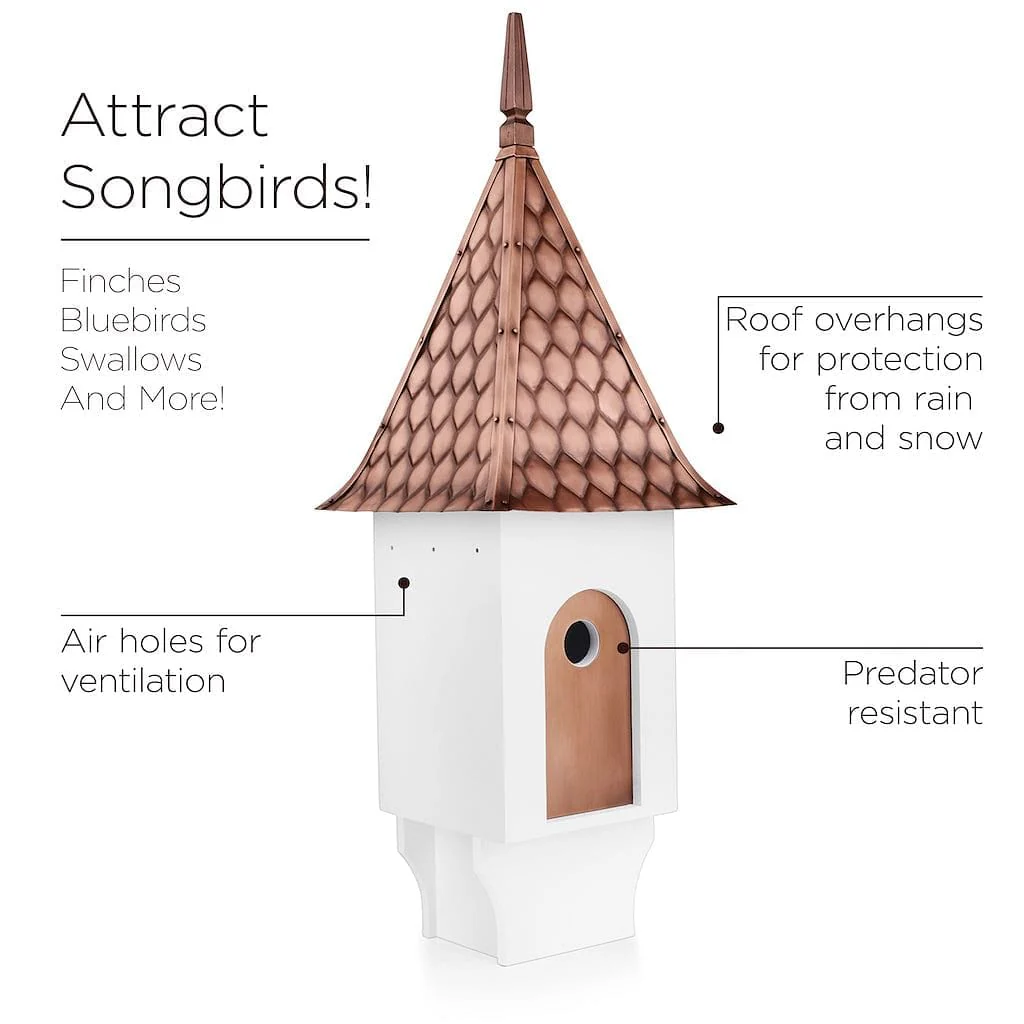 Good Directions Chateau Bird House with Pure Copper Diamond Pattern Roof - Image 5