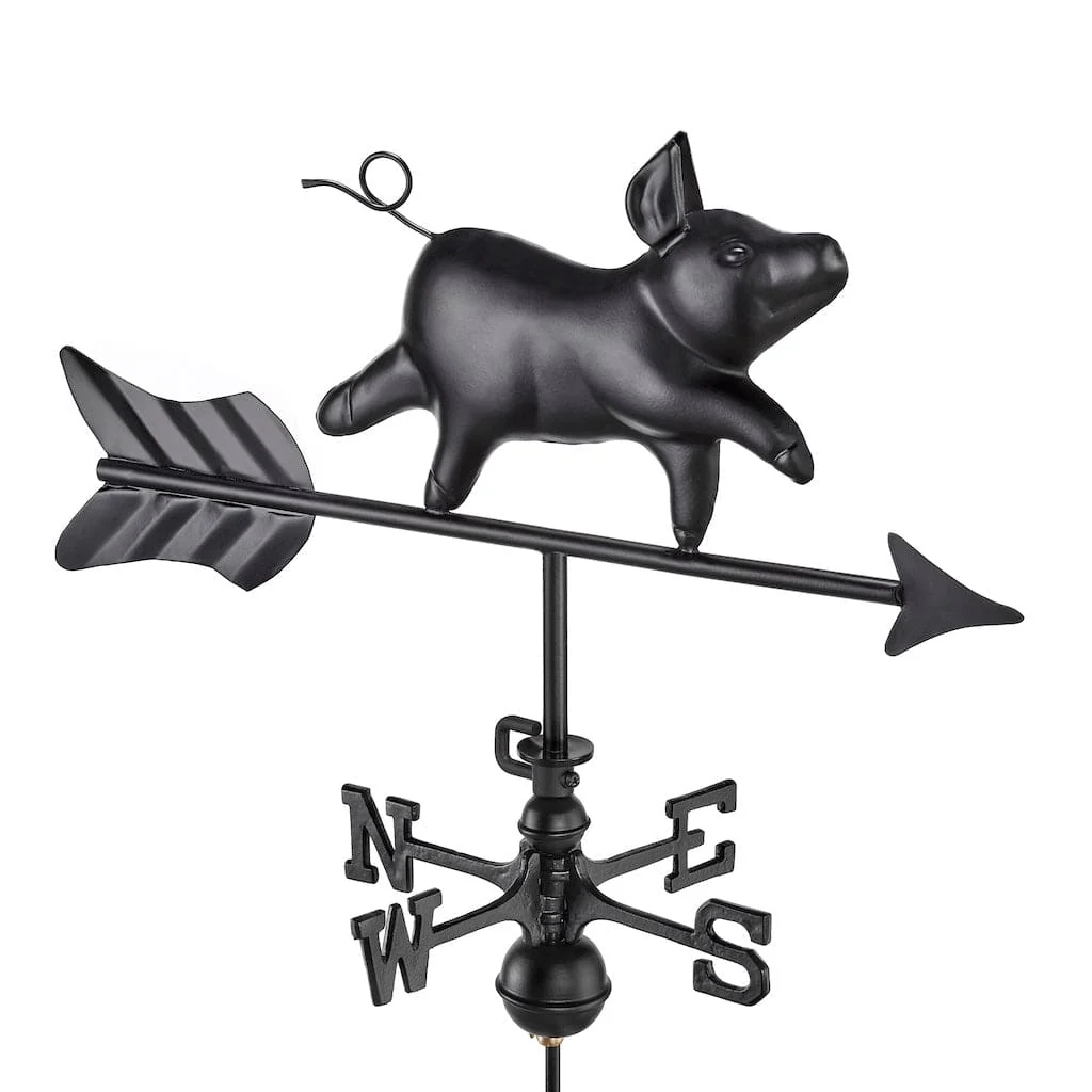Good Directions Farmhouse-Inspired Pig Cottage Weathrvane with Roof Mount - Image 2