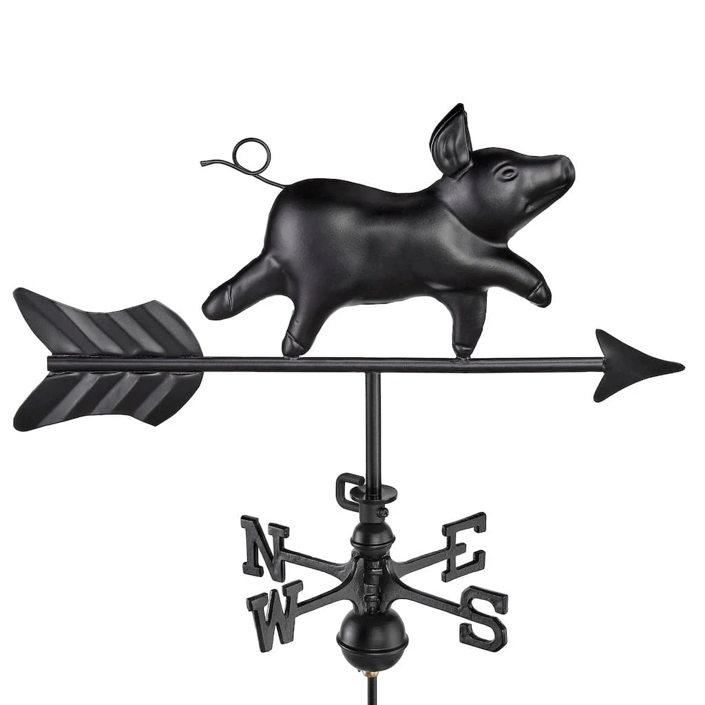 Good Directions Farmhouse-Inspired Pig Cottage Weathrvane with Roof Mount - Image 3