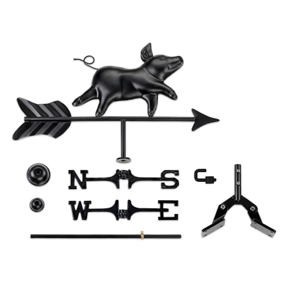 Good Directions Farmhouse-Inspired Pig Cottage Weathrvane with Roof Mount - Image 5