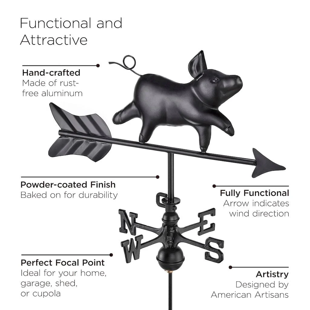 Good Directions Farmhouse-Inspired Pig Garden Weathervane with Garden Pole - Image 5