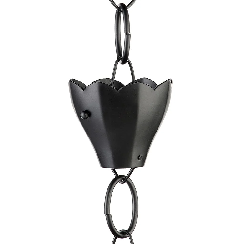 Good Directions Modern Farmhouse 13 Cup Tulip Black Aluminum 8.5ft. Rain Chain - Image 3