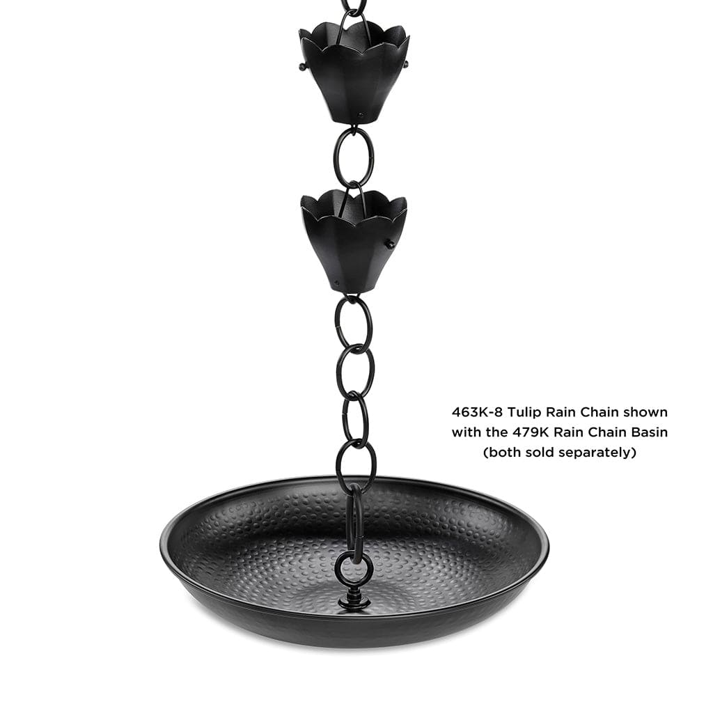 Good Directions Modern Farmhouse 13 Cup Tulip Black Aluminum 8.5ft. Rain Chain - Image 5