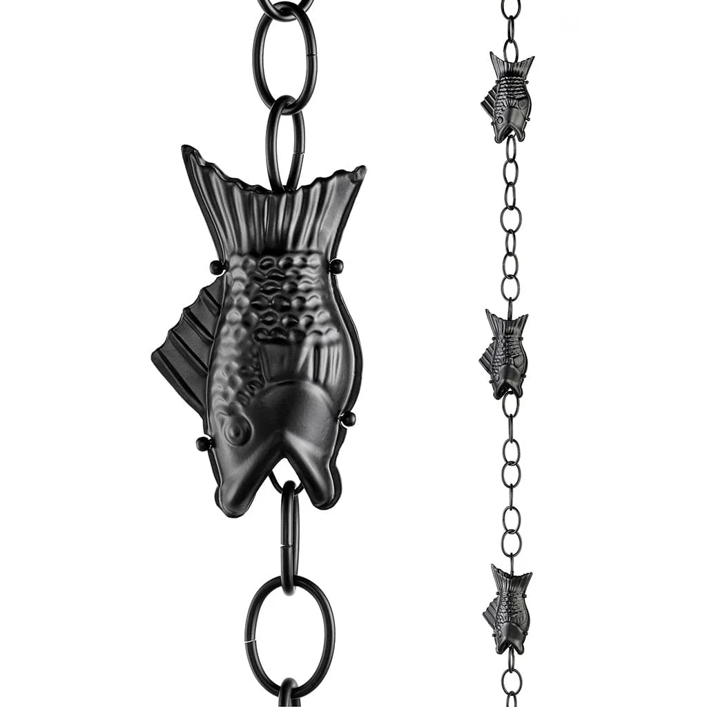 Good Directions Modern Farmhouse Fish Black Aluminum 8.5ft. Rain Chain