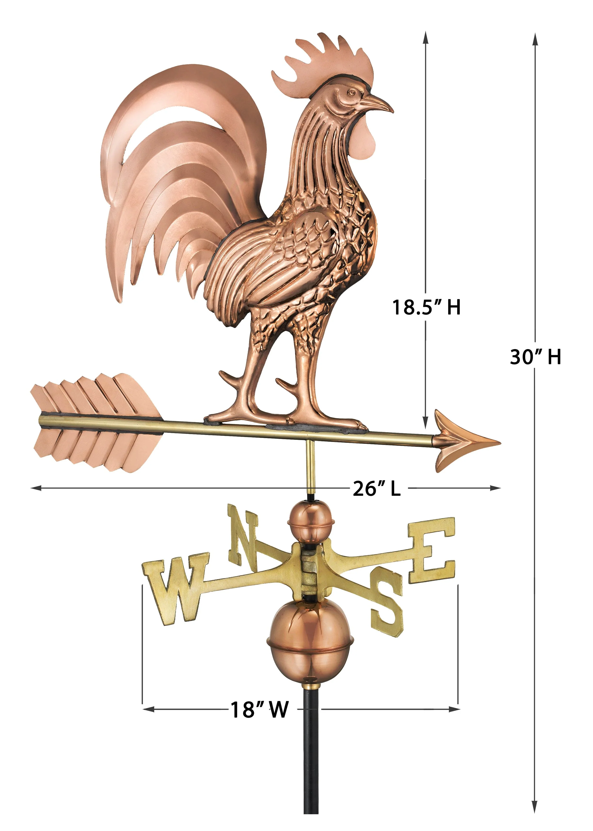 Good Directions Proud Rooster Weathervane in Pure Copper - Image 3