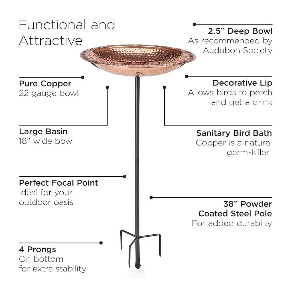 Good Directions Pure Copper 18 inch Birdbath on Garden Pole - Image 7