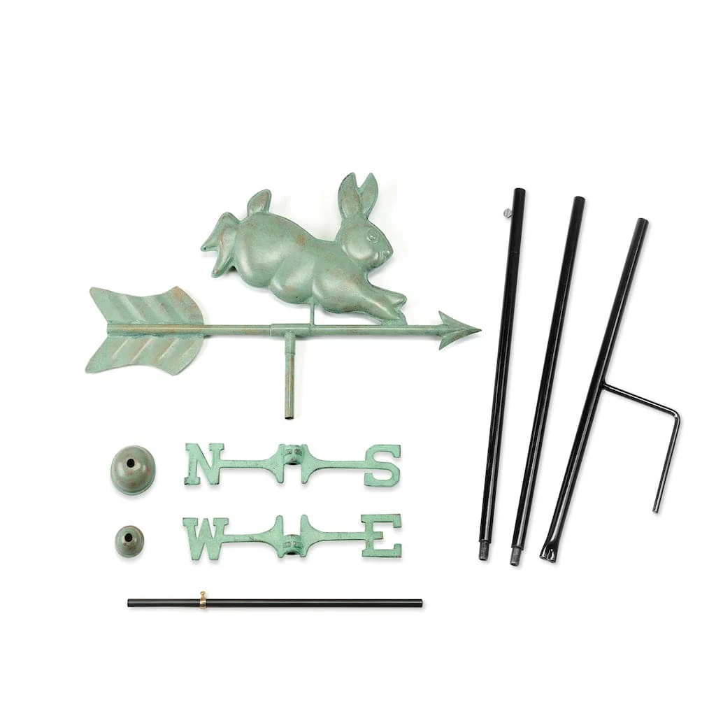 Good Directions Rabbit Garden Weathervane in Blue Verde Copper with Garden Pole - Image 3