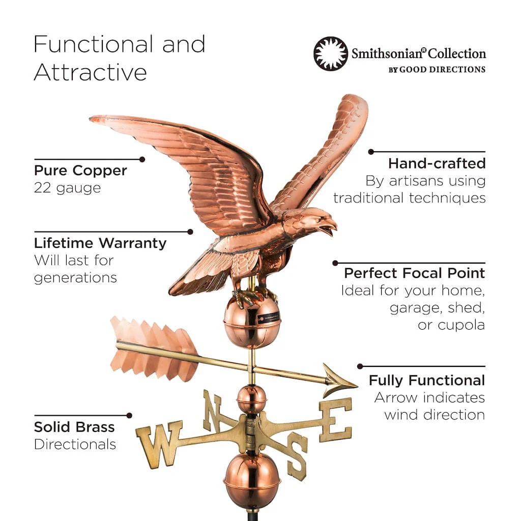 Good Directions Smithsonian Eagle Weathervane in Pure Copper - Image 4
